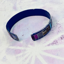 Load image into Gallery viewer, Narrow Fenced Plums Upcycled Tesserae Tin Cuff
