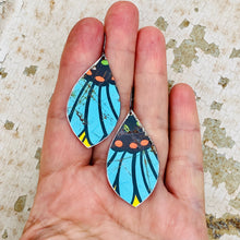 Load image into Gallery viewer, Big Blue Petals Upcycled Pod Tin Earrings