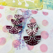 Load image into Gallery viewer, Plum Pattern Stacked Half Moons Earrings