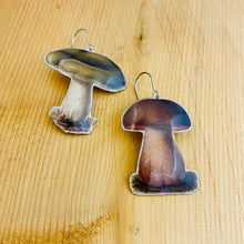 Load image into Gallery viewer, Chunky Mushrooms Upcycled Tin Earrings