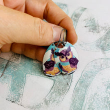 Load image into Gallery viewer, Little Owls Oval Upcycled Tin Earrings