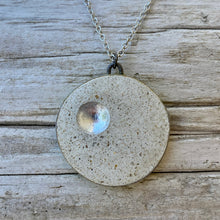Load image into Gallery viewer, RESERVED Reversible Lilac Leaf &amp; Silver Moon Concrete &amp; Tin Necklace