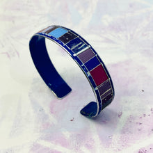 Load image into Gallery viewer, Narrow Fenced Plums Upcycled Tesserae Tin Cuff