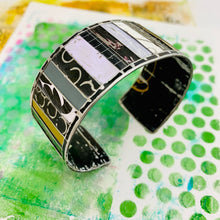 Load image into Gallery viewer, Folded &amp; Fenced Blacks Upcycled Tesserae Tin Cuff