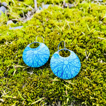 Load image into Gallery viewer, Powdery Blue Mandala Little Circles Upcycled Tin Earrings