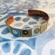 Load image into Gallery viewer, Pale Circles on Squares Upcycled Tesserae Tin Cuff