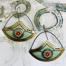 Load image into Gallery viewer, Pink Blossom Nouveau Upcycled Circle-y Earrings