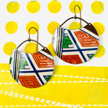 Load image into Gallery viewer, Patterned Circles Upcycled Tin Earrings