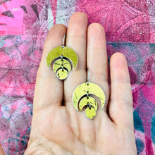 Load image into Gallery viewer, Golden Moon Drops Upcycled Tin Earrings