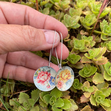 Load image into Gallery viewer, Red &amp; Yellow Roses Medium Basin Earrings