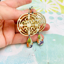 Load image into Gallery viewer, Open Mandala Upcycled Tin Earrings