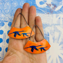 Load image into Gallery viewer, Cranes at Sunset Zero Waste Tin Earrings
