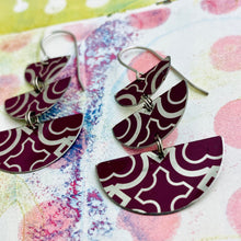 Load image into Gallery viewer, Plum Pattern Stacked Half Moons Earrings