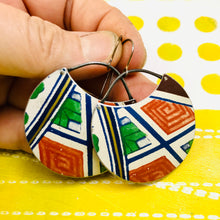 Load image into Gallery viewer, Patterned Circles Upcycled Tin Earrings