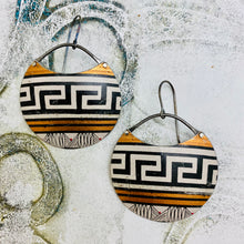 Load image into Gallery viewer, Maze &amp; Copper Circles Upcycled Tin Earrings