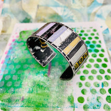 Load image into Gallery viewer, Folded &amp; Fenced Blacks Upcycled Tesserae Tin Cuff