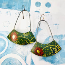 Load image into Gallery viewer, Claret Gerber Daisies Wide Arc Zero Waste Earrings