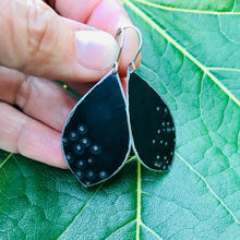Load image into Gallery viewer, Dotty Midnight Upcycled Pod Tin Earrings