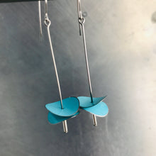 Load image into Gallery viewer, Bright Aqua Radio Waves Zero Waste Tin Earrings
