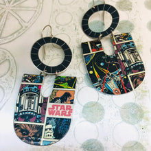 Load image into Gallery viewer, Star Wars Comic Pattern Chunky Horseshoes Zero Waste Tin Earrings