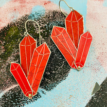 Load image into Gallery viewer, Strawberry Tourmaline Upcycled Tin Earrings