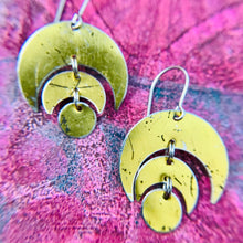 Load image into Gallery viewer, Golden Moon Drops Upcycled Tin Earrings