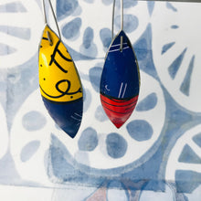 Load image into Gallery viewer, Britto Long Pods Upcycled Tin Leaf Earrings