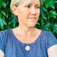 Load image into Gallery viewer, RESERVED Reversible Lilac Leaf &amp; Silver Moon Concrete &amp; Tin Necklace