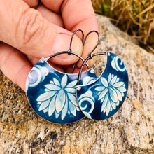 Load image into Gallery viewer, Deep Blueberry Circles Upcycled Tin Earrings