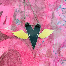 Load image into Gallery viewer, Sufi Heart Shimmery Crimson Upcycled Tin Necklace