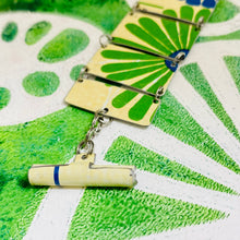 Load image into Gallery viewer, Mod Blue &amp; Green Flowers Upcycled Tin Bracelet