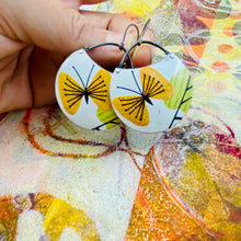 Load image into Gallery viewer, Mod Butterflies Circles Upcycled Tin Earrings