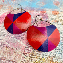 Load image into Gallery viewer, Purples &amp; Reds Colorwheel Circles Upcycled Tin Earrings