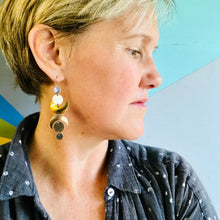 Load image into Gallery viewer, Many Moons of Mixed Golds Tin Earrings