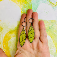 Load image into Gallery viewer, Long Leaves Upcycled Tin Earrings