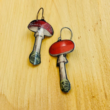 Load image into Gallery viewer, Little Red Mushrooms Upcycled Tin Earrings
