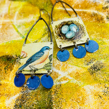Load image into Gallery viewer, Bluebird &amp; Nest Rectdangles Upcycled Tin Earrings