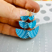 Load image into Gallery viewer, Bright Blue Stacked Half Moons Earrings