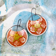Load image into Gallery viewer, Blossom on Rust Upcycled Tin Earrings