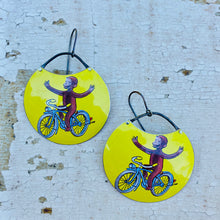 Load image into Gallery viewer, No Hands! Curious George Circles Upcycled Tin Earrings