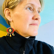 Load image into Gallery viewer, Protective Red Eye Talisman Zero Waste Tin Earrings