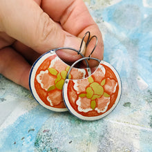 Load image into Gallery viewer, Blossom on Rust Upcycled Tin Earrings