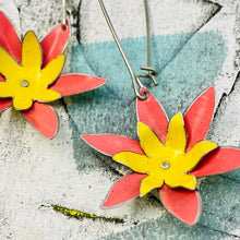 Load image into Gallery viewer, Cerise Blossoms Recycled Tin Earrings