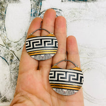 Load image into Gallery viewer, Maze &amp; Copper Circles Upcycled Tin Earrings