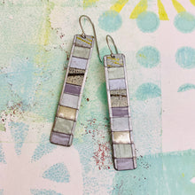 Load image into Gallery viewer, Fenced &amp; Folded Whites Rectangle Tin Earrings