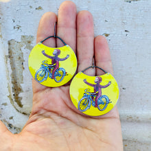 Load image into Gallery viewer, No Hands! Curious George Circles Upcycled Tin Earrings
