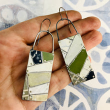 Load image into Gallery viewer, Mixed Neutrals Tesserae Arched Wire Tin Earrings