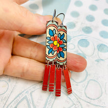 Load image into Gallery viewer, Cerise Flowers Upcycled Tin Earrings