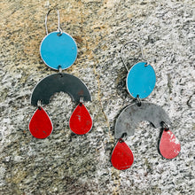 Load image into Gallery viewer, Charcoal Rainbow Charms Tin Earrings