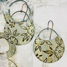 Load image into Gallery viewer, Vintage Bronze-y Flowers Upcycled Circle Earrings